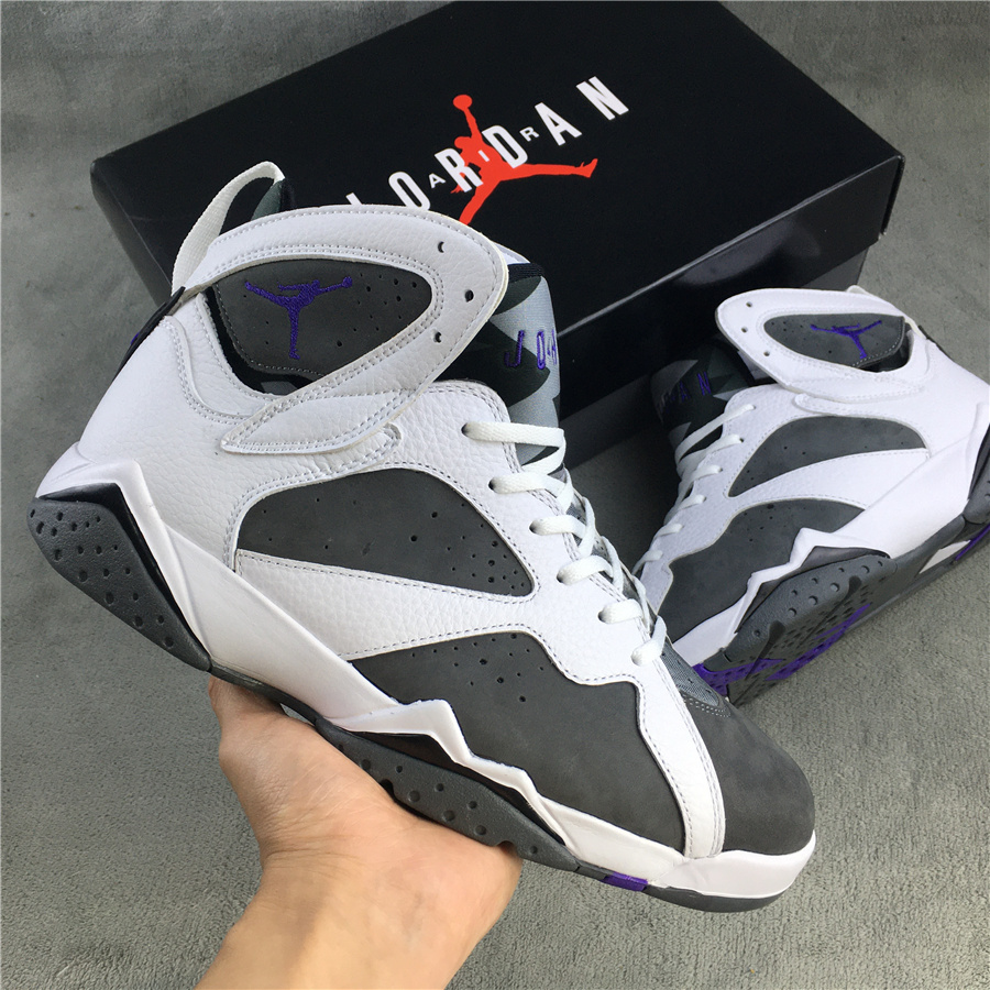 New Men Air Jordan 7 Flint Grey White Shoes - Click Image to Close